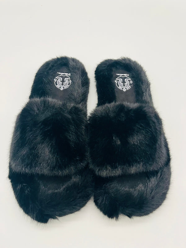 Faux Rabbit Fur-Indoor/Outdoor Slides