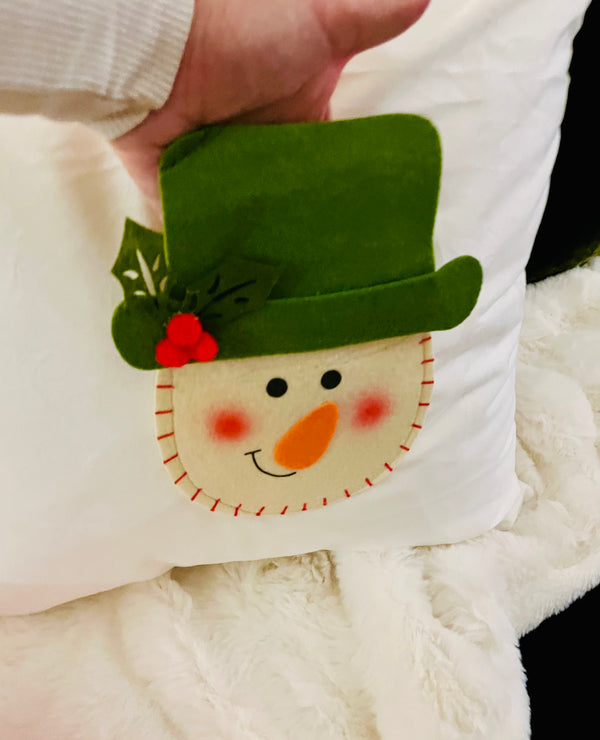 Santa and Snowman, Velvet Pillow Cover