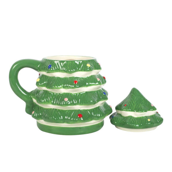 Green Christmas Tree Mug with Lid