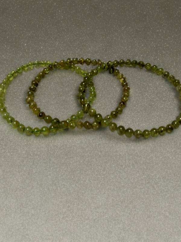 Natural Peridot 4mm 7.5” Crystal Stretch Bracelet