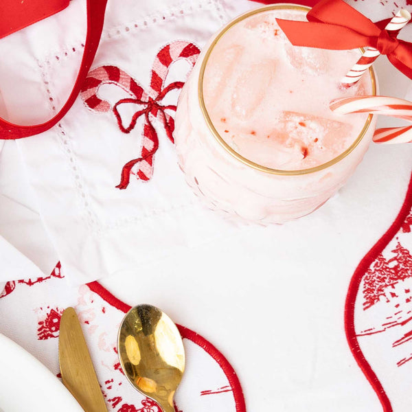 8 Oak Lane - Candy Cane Embroidered Cocktail Napkin Boxed Set