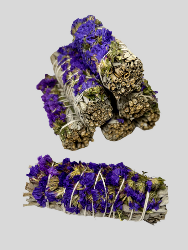 Purple Sonata Flower with White Sage-Smudge Bundle