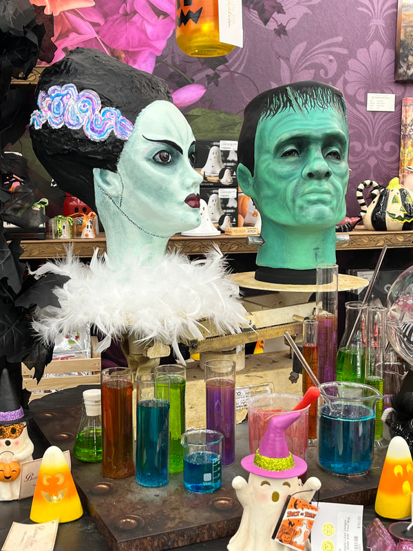 Frankenstein Monster Couple Paper Mache Halloween 2025