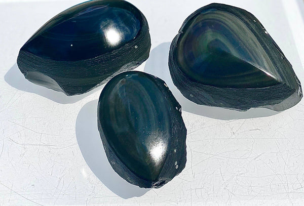 Natural Rainbow Obsidian Half Polish Free Form