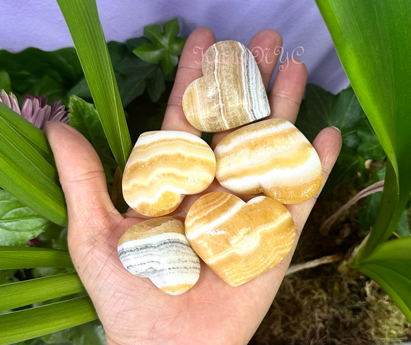 Natural Orange Banded Calcite-Heart Healing Energy