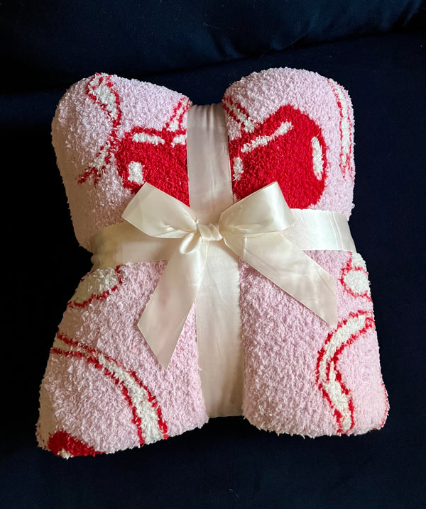 Throw Blankets-French Bow-Teddy Bear Fleece