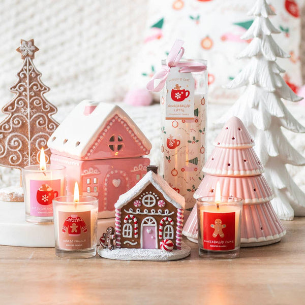 Pink Gingerbread House Christmas Oil Burner