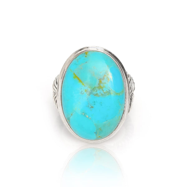 Tiramisu - Blue Mohave Turquoise 925 Sterling Silver Solitaire Ring