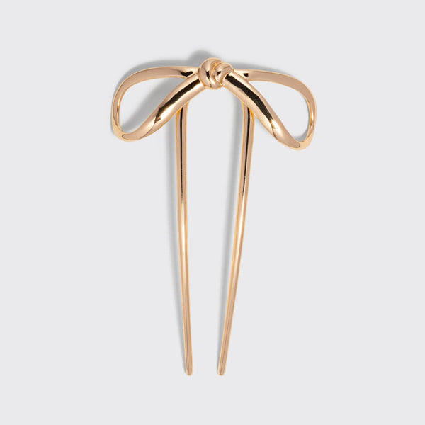 KITSCH - Mini Metal Bow French Hair Pin - Gold