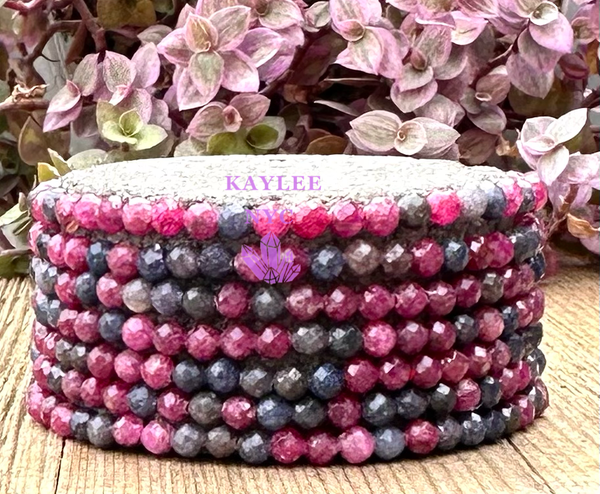 Natural Faceted Ruby & Sapphire 4mm 7.5” Bracelet