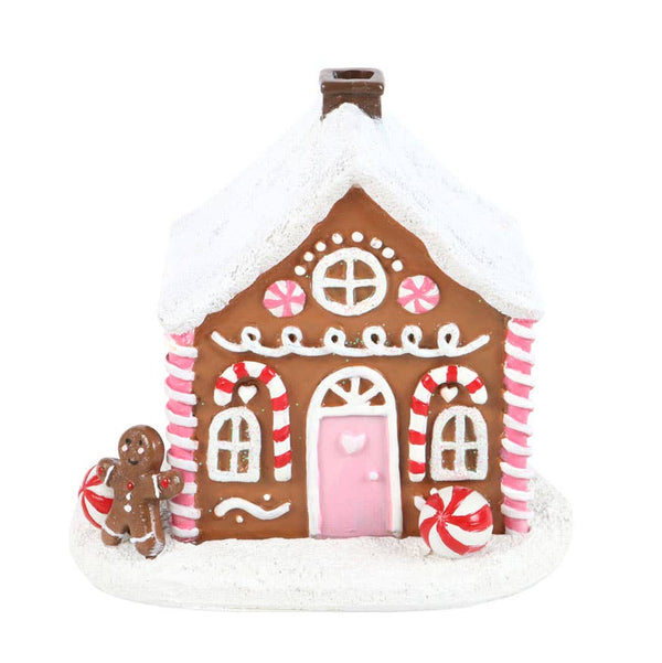 Pink Gingerbread House Christmas Incense Cone Burner