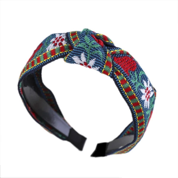 Headband-Top Knot Embroidered Boho