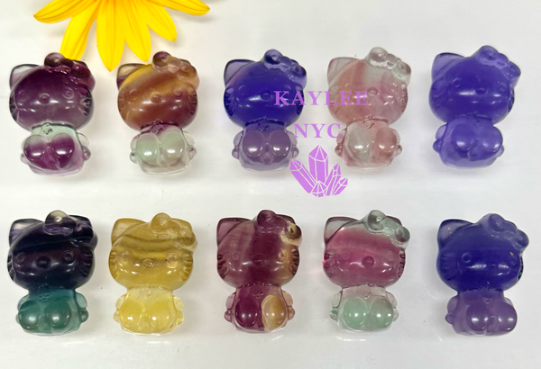 Natural Candy Fluorite Crystal-Hello Kitty-Healing Energy