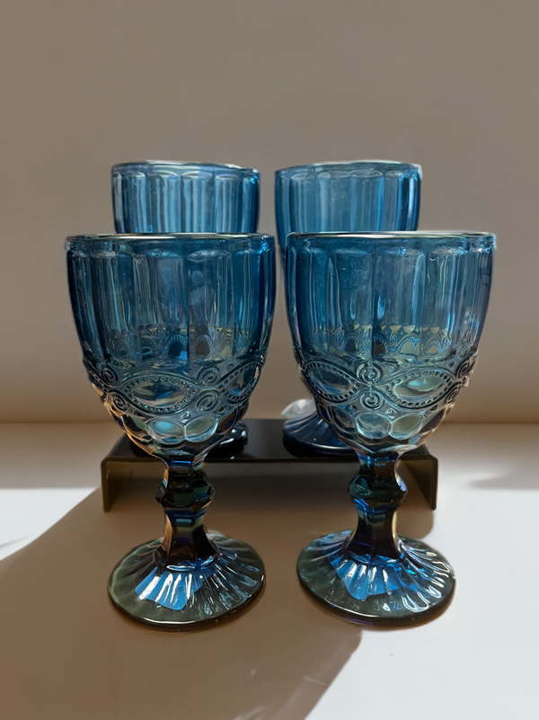 Glass Goblets Beveled Set of 6