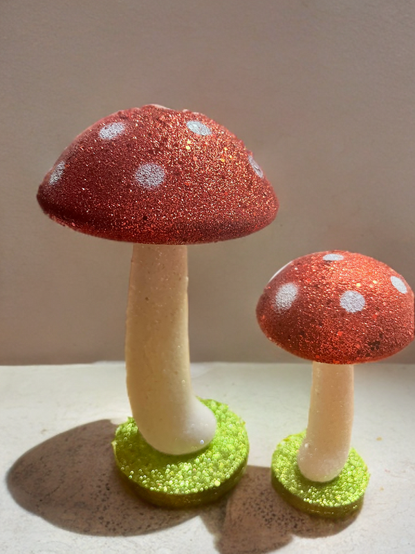 Glitter Mushroom Figurine Set