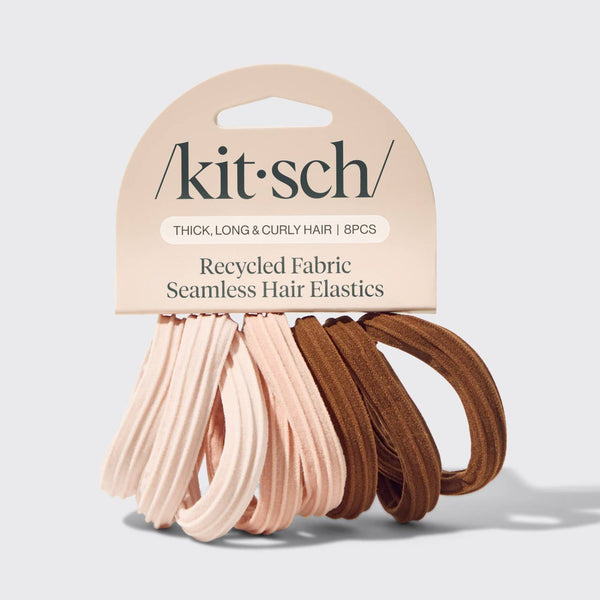 KITSCH - Recycled Seamless Hair Elastics 8pc Set- Rosewood