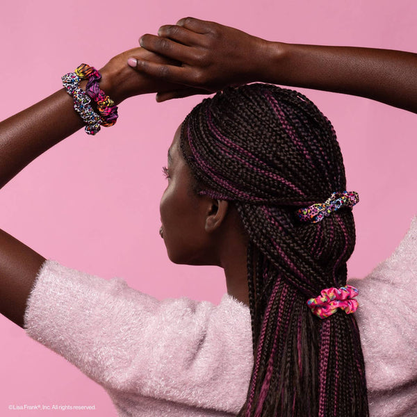 KITSCH - Lisa Frank x Kitsch Ruched Satin Scrunchies in Rainbow Leopard