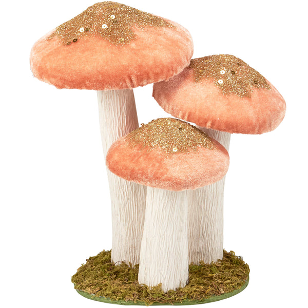 Mushroom Trio Sitter-Velvet Pink and Gold