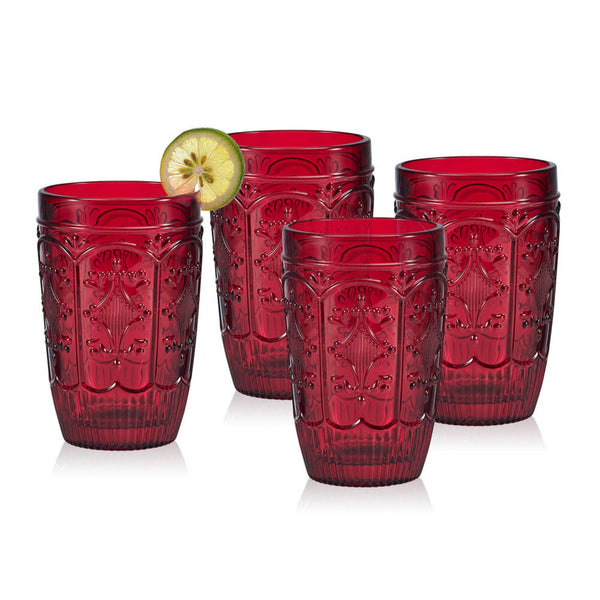 Fitz & Floyd Trestle Red 12OZ HiBall Glass