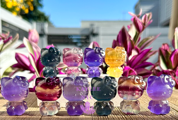 Natural Candy Fluorite Crystal-Hello Kitty-Healing Energy