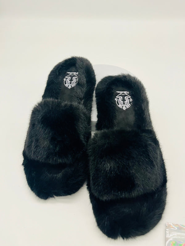 Faux Rabbit Fur-Indoor/Outdoor Slides