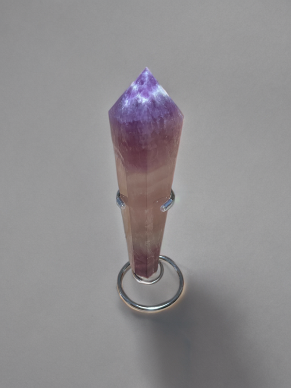 Natural Magenta Fluorite Scepter w Stand