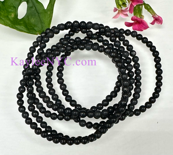 Natural Shungite 4mm 7.5” Stretch Bracelet