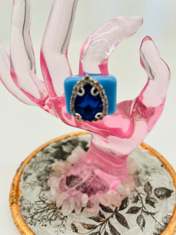 Blue-Resin Charm Rings