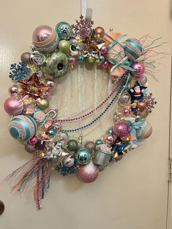 Handmade Wreath-Vintage Style Rudolph the Red Nosed Reindeer