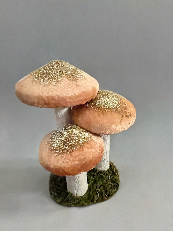 Mushroom Trio Sitter-Velvet Pink and Gold