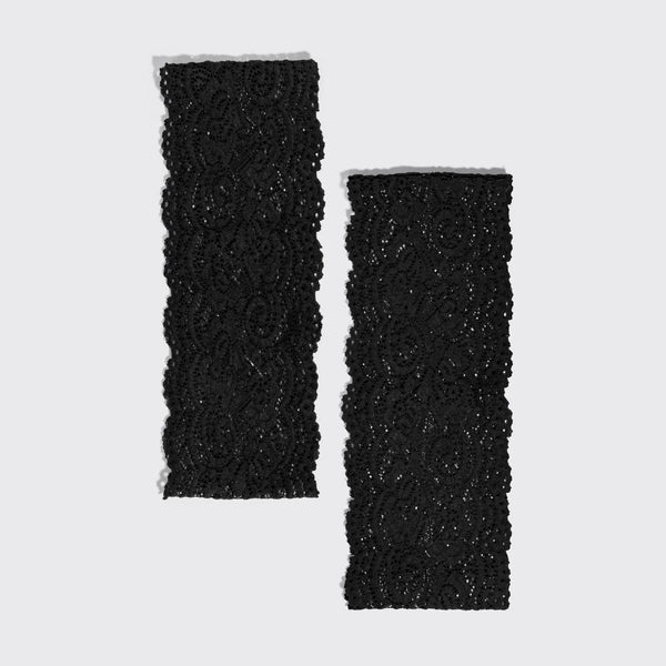 KITSCH - Wide Lace Elastic Headbands 2pc Set - Black