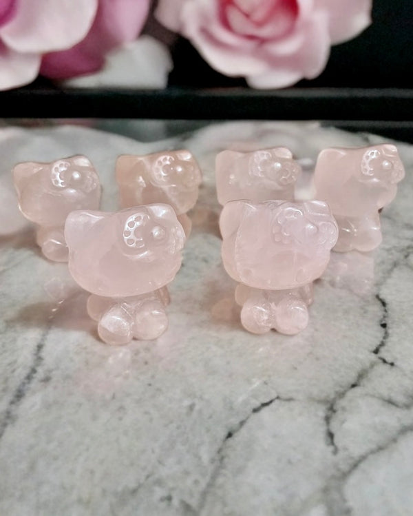 Hello Kitty-Natural Rose Quartz Crystal