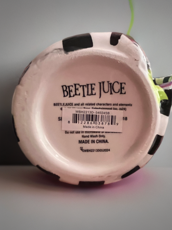 Beetlejuice Stripes and Names Ceramic 3D Sculpted Mug