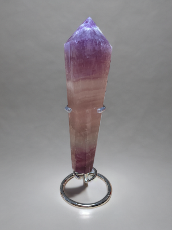 Natural Magenta Fluorite Scepter w Stand