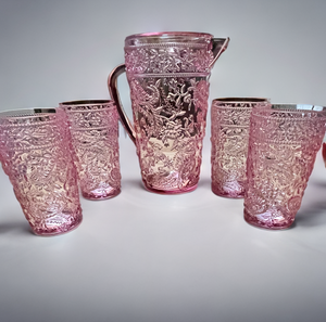 Capacity: 2 QT. Available Colors: Blue, Clear, Pink Beautiful Paisley Pattern, great for any party or gathering Unbreakable material BPA Free, Contains absolutely zero toxic chemicals. Safety is guaranteed for you and your family. Paisley, dining, pitcher, cups, outdoor, shatter proof, pink