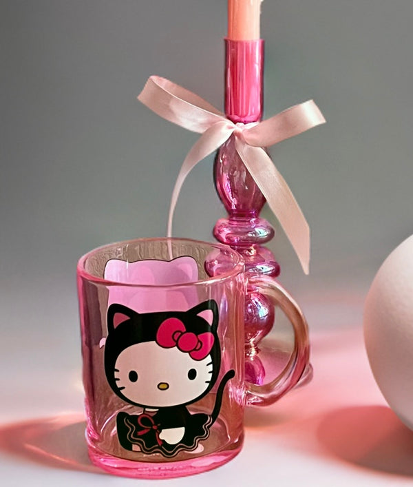 HELLO KITTY HALLOWEEN BLACK CAT 17.5oz Glass Coffee Mug