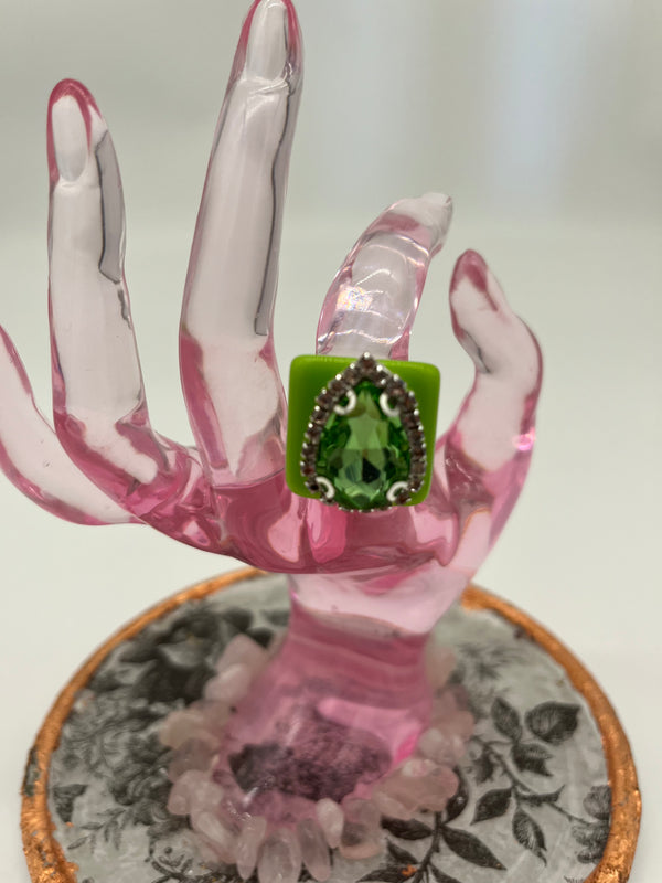 Green-Resin Charm Rings