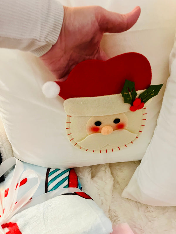 Santa and Snowman, Velvet Pillow Cover