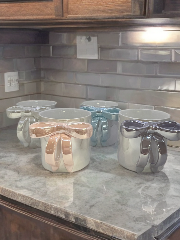 Ceramic Coquette Iridescent Bow Mug