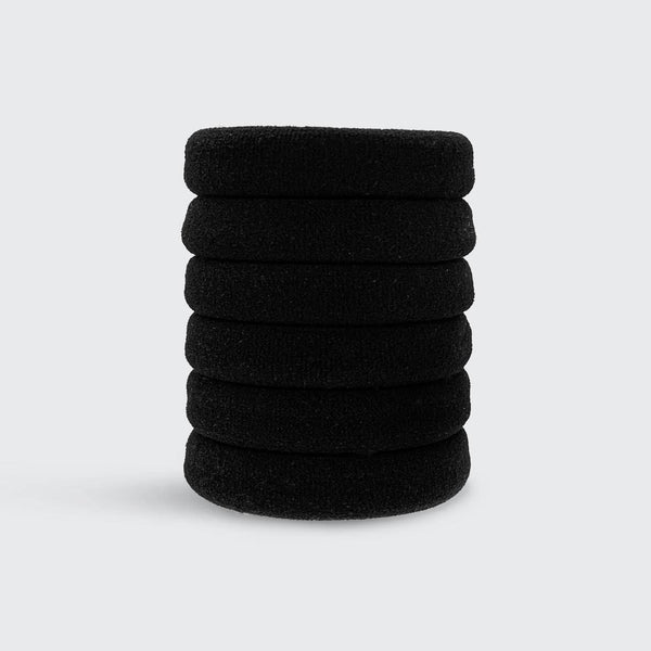 KITSCH - Recycled Nylon Thick Hair Elastics 6pc Set- Black