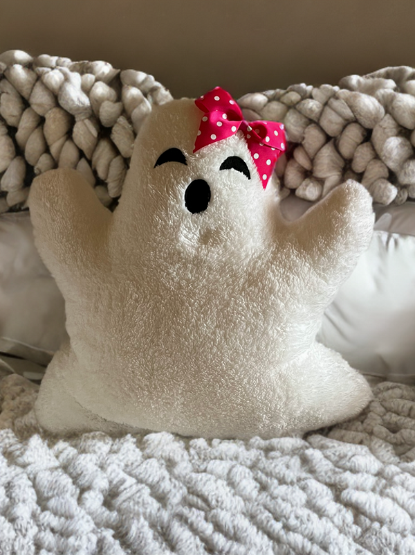 Ghost Plush Pillows-w/ Removable Bow Pin