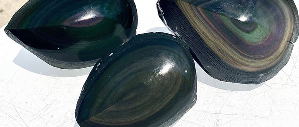 Natural Rainbow Obsidian Half Polish Free Form