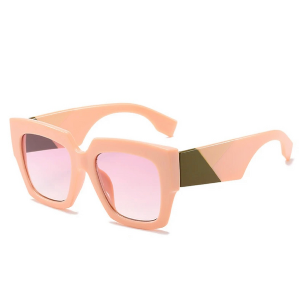 Sunglasses-Oversized Square Retro 80s Colorblock