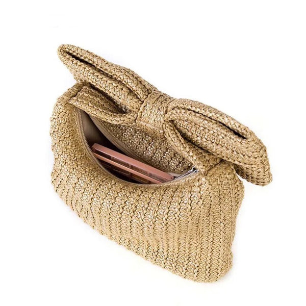 Bow Straw Blend Hand Bag