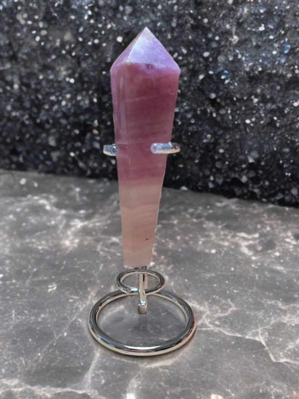 Natural Magenta Fluorite Scepter w Stand