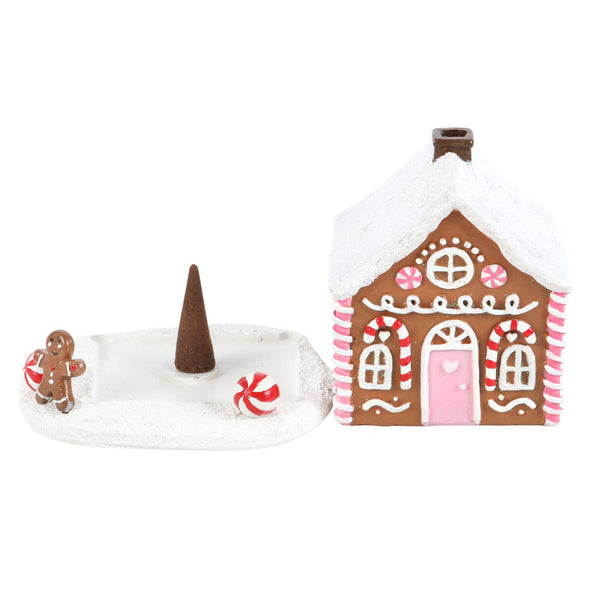 Pink Gingerbread House Christmas Incense Cone Burner