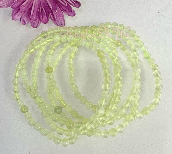 Natural Lime Green Jade 4mm 7.5”  Stretch Bracelet