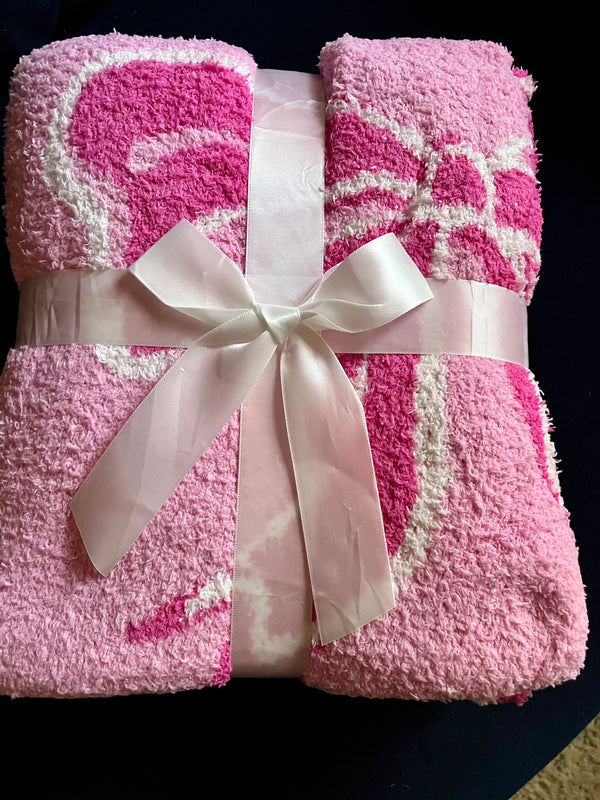 Throw Blankets-French Bow-Teddy Bear Fleece