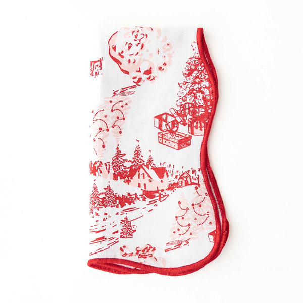 8 Oak Lane - Santa Toile Scalloped Dinner Napkin