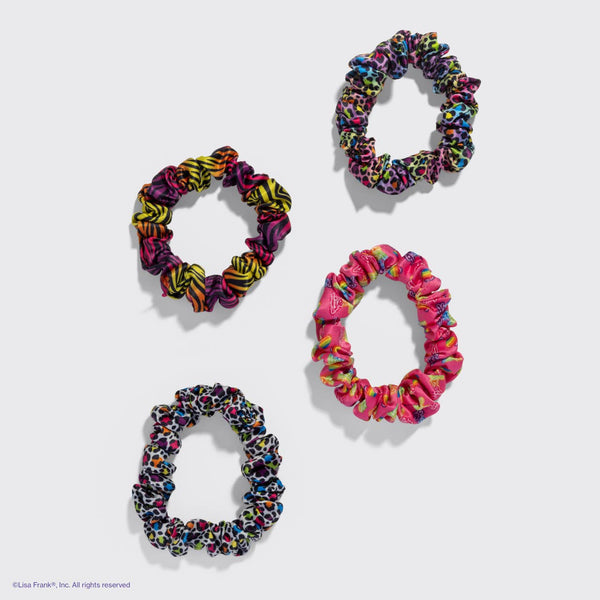 KITSCH - Lisa Frank x Kitsch Ruched Satin Scrunchies in Rainbow Leopard